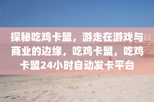 探秘吃鸡卡盟，游走在游戏与商业的边缘，吃鸡卡盟，吃鸡卡盟24小时自动发卡平台