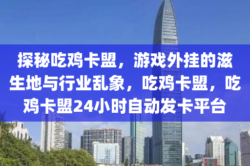 探秘吃鸡卡盟，游戏外挂的滋生地与行业乱象，吃鸡卡盟，吃鸡卡盟24小时自动发卡平台
