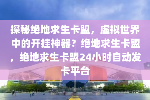 探秘绝地求生卡盟，虚拟世界中的开挂神器？绝地求生卡盟，绝地求生卡盟24小时自动发卡平台