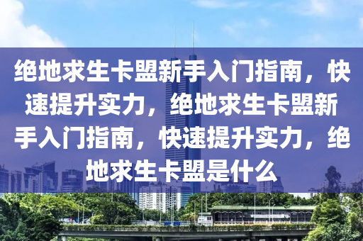 绝地求生卡盟新手入门指南，快速提升实力，绝地求生卡盟新手入门指南，快速提升实力，绝地求生卡盟是什么