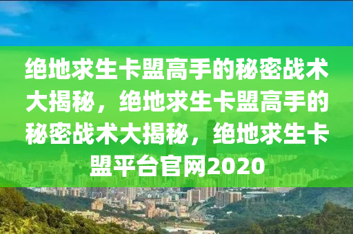绝地求生卡盟高手的秘密战术大揭秘，绝地求生卡盟高手的秘密战术大揭秘，绝地求生卡盟平台官网2020