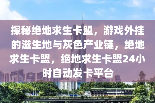探秘绝地求生卡盟，游戏外挂的滋生地与灰色产业链，绝地求生卡盟，绝地求生卡盟24小时自动发卡平台
