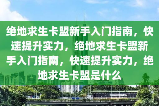 绝地求生卡盟新手入门指南，快速提升实力，绝地求生卡盟新手入门指南，快速提升实力，绝地求生卡盟是什么