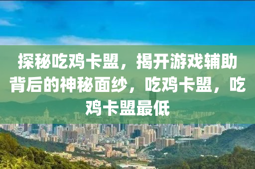 探秘吃鸡卡盟，揭开游戏辅助背后的神秘面纱，吃鸡卡盟，吃鸡卡盟最低