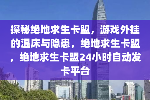 探秘绝地求生卡盟，游戏外挂的温床与隐患，绝地求生卡盟，绝地求生卡盟24小时自动发卡平台